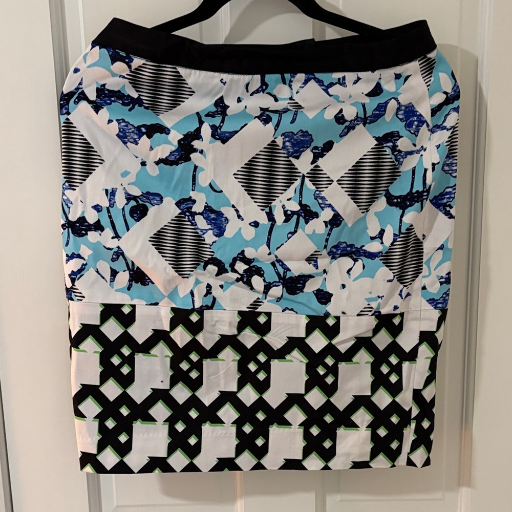 Peter Pilotto Blue and Black Patterned Pencil Skirt